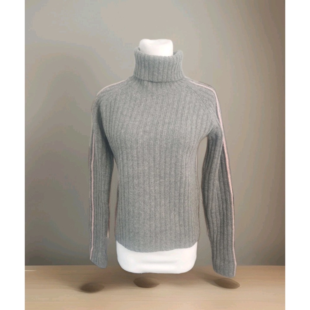 Horny Toad 100% Lambswool Sz XS Grey Turtleneck Rib Knit Sleeve Sweater Academia